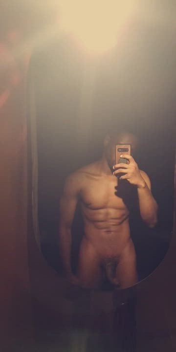 BBC Big Dick Bouncing Mirror Selfie gif