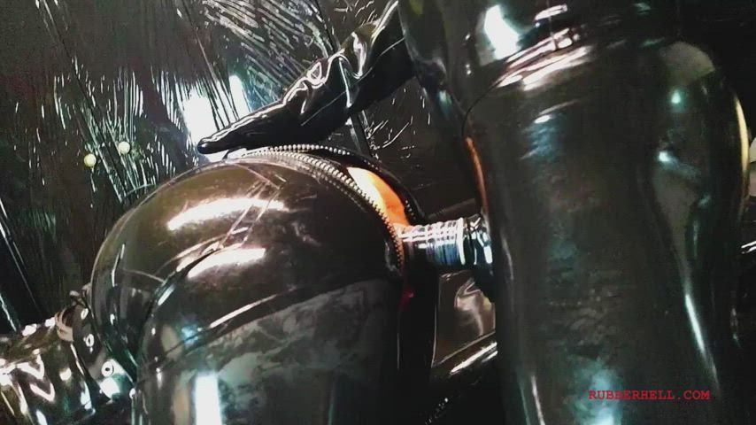 Catsuit Condom Doggystyle Latex Rubber Sensual Sex gif
