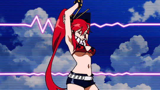 animation anime belly button ecchi red hair yoko gif