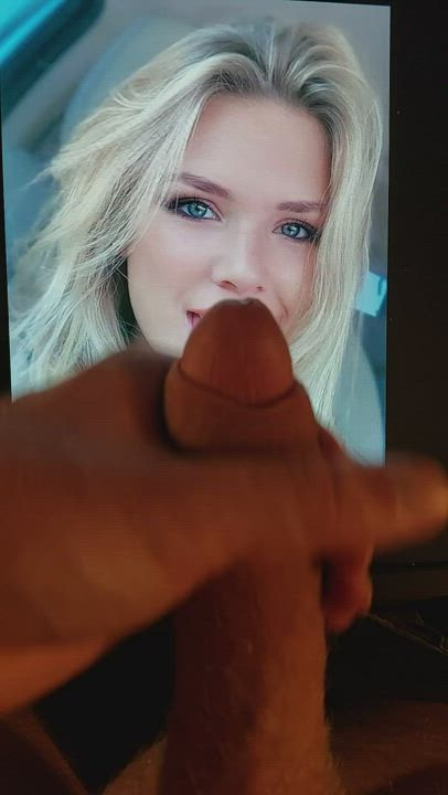 Love cumming on blondes sticking our their tongue