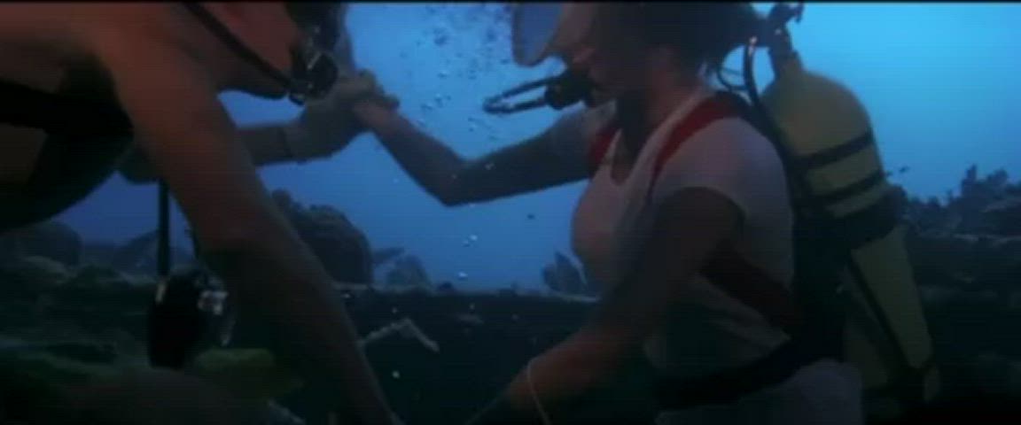 Jacqueline Bisset and her iconic wet white tee in The Deep. 1977
