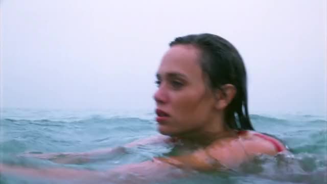 Vanessa Angel - Baywatch (S2E3, 1991) - coming out of ocean in red swimsuit, wet,