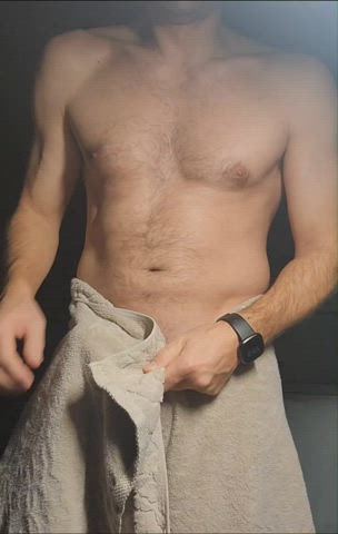 cock strip towel gif