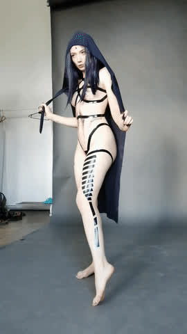 cosplay raven small tits teen gif