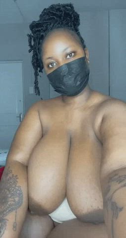 African BBW Big Tits Cute Mask South African gif