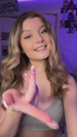19 years old big tits blonde boobs cleavage natural tits tank top teen tiktok tits