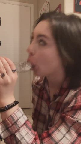 dildo face fuck sucking gif
