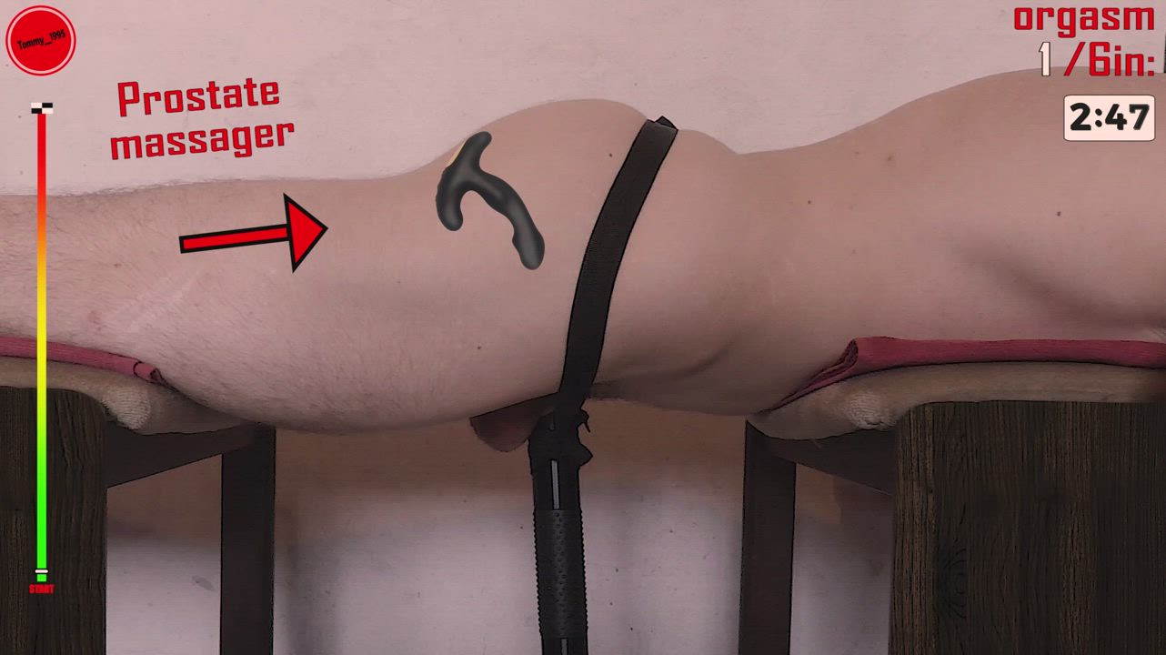 Restrained prostate milking multiple vibrator orgasms