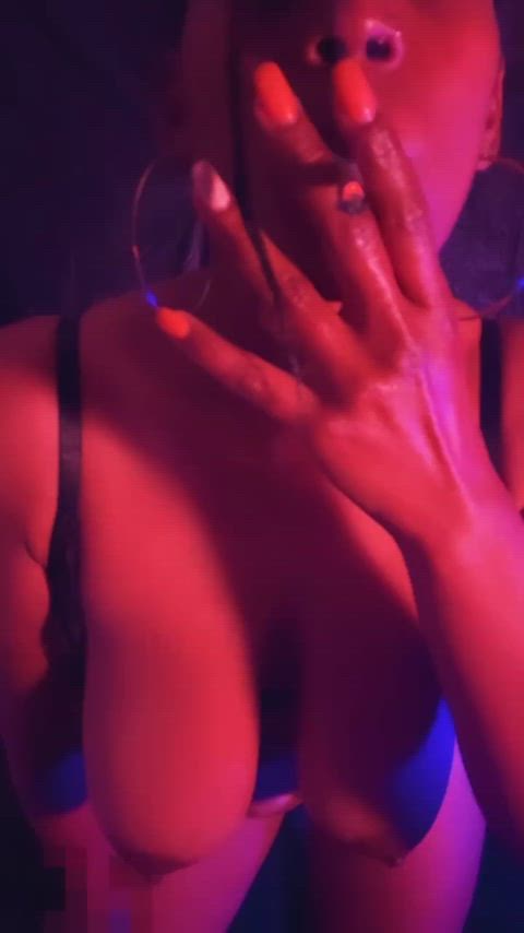 big tits ebony smoking gif