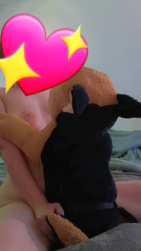 bad dragon knot stuffie humping tits bad-dragon-toy-lovers gif