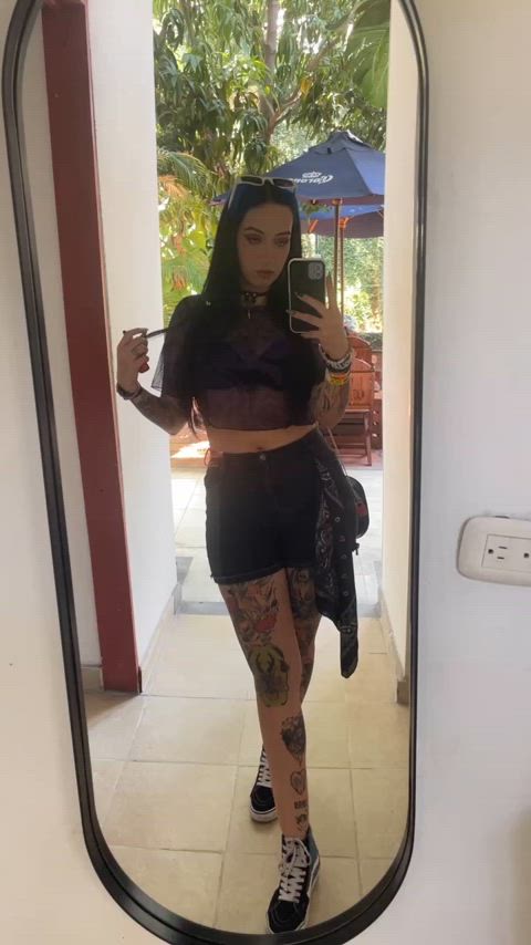 latex tattoo tattooed teen white girl gif