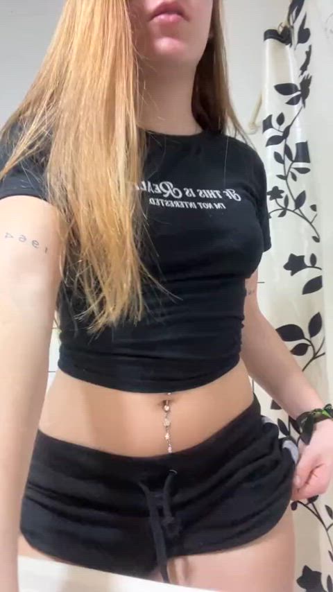 pale redhead shorts thick thighs gif