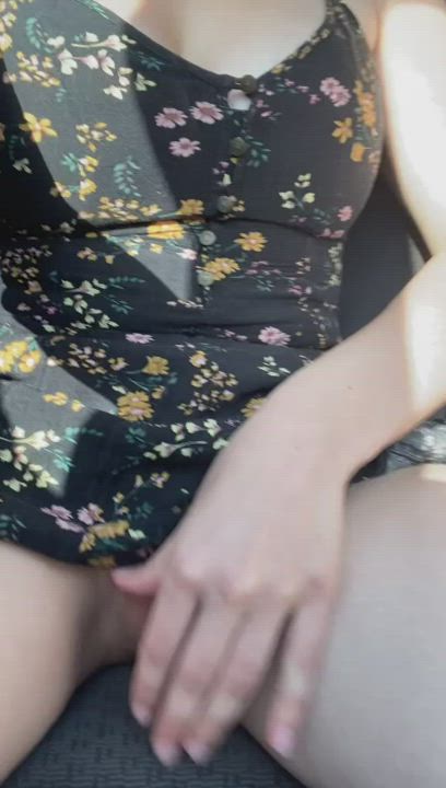 Pulling up my sundress in the car ;)