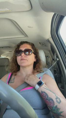 Flashing while driving through town