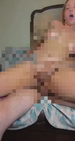 blonde bouncing tits reverse cowgirl sex gif