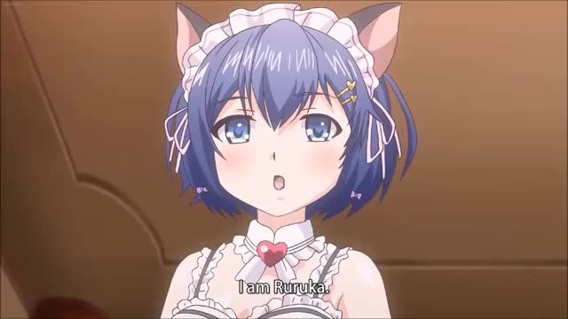 Cute cat girl satisfies her customer