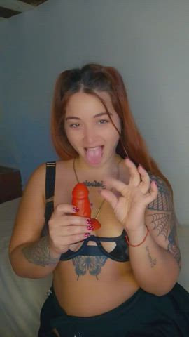 Let's see that shrimp, it beats my pathetic dildo?? Ha ha