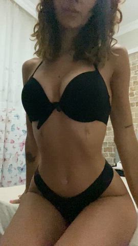 amateur big tits brunette lingerie gif
