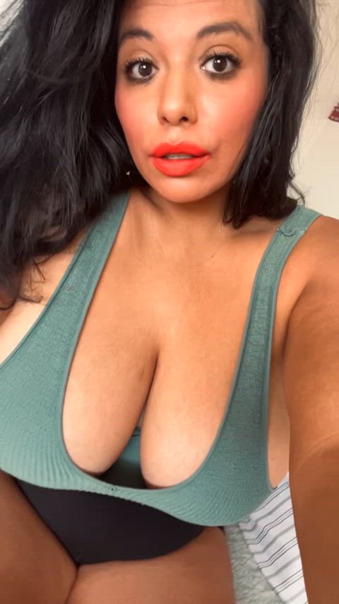 bimbo bored and ignored busty cleavage lipstick fetish model pretty sfw tank top