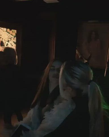Blonde Brunette Club Dancing Foursome Kissing Nightclub Party White Girl gif