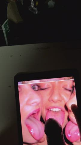 cumshot tongue fetish tribute gif