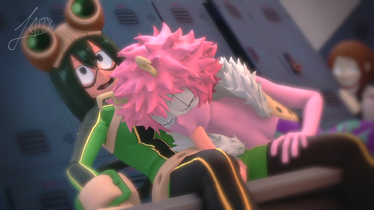 Mina blowing Tsuyu in locker room (AdrianDustRed)