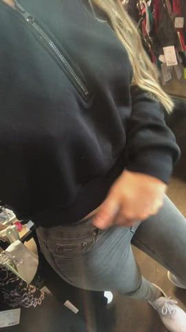 blonde exhibitionist nofacegirl skinny small tits gif