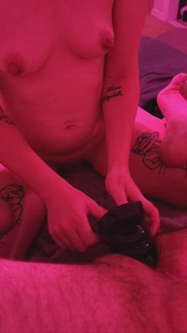 Amateur Femdom Pegging Prostate Massage gif
