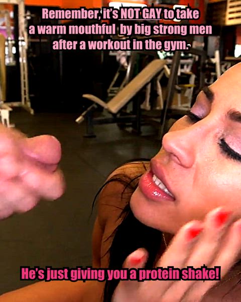100% NOT gay! Just getting your protein after your workout!