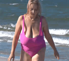 Beach Bouncing Tits Natural Tits gif