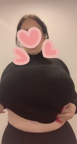 what’s under my turtleneck? Natural 38Ls 🙈 OC