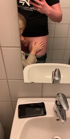 Blonde Blowjob College Public Teen Teens Toilet gif