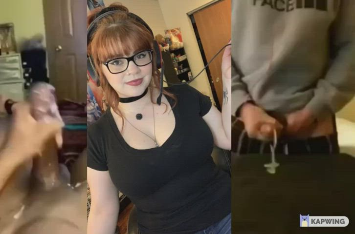 BabeCock Big Tits Cumshot Glasses Redhead gif
