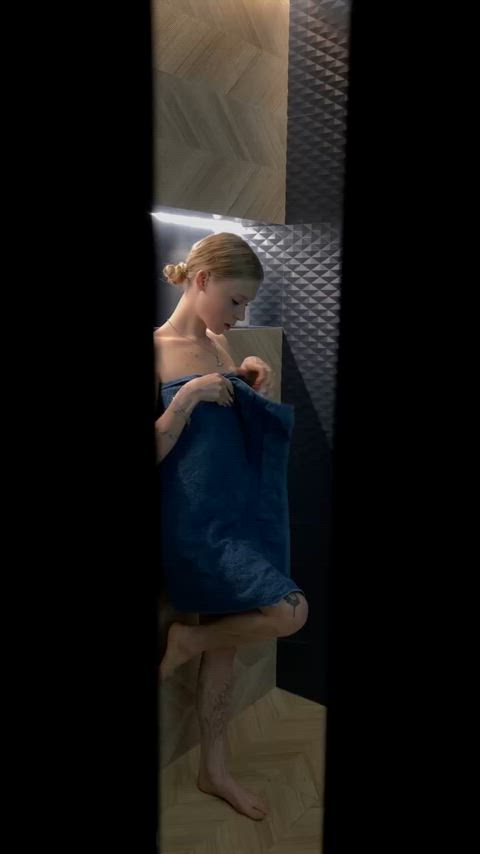 babe bathroom blonde cute onlyfans teen tits just-boobs thick-booty gif