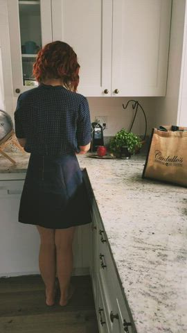 flashing hotwife pov redhead skirt upskirt voyeur wife gif