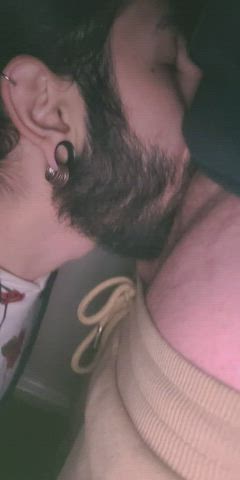 I couldn't wait any longer so I had him pullover so I could swallow his dick in the