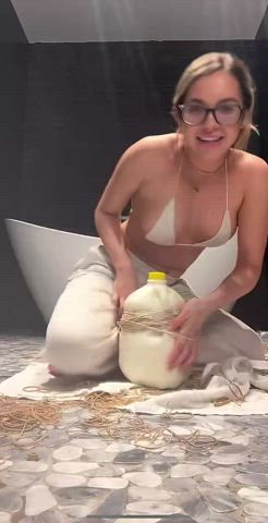 Bikini Bouncing Tits Glasses Happy Ending Milking TikTok Tits Wet gif