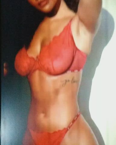 Cumshot Lingerie Model Tribute gif