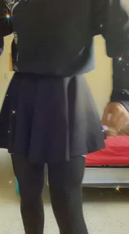 cute femboy skirt thighs gif