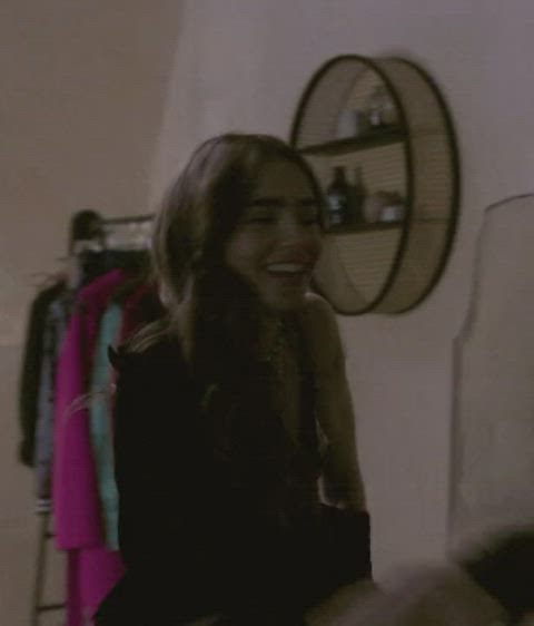 celebrity lily collins undressing gif