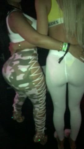 Rose making out and dancing with blonde hottie at club.