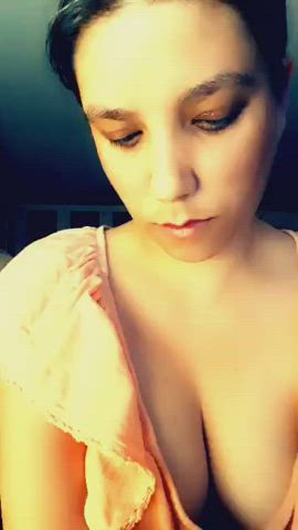 Blue Eyes Brunette Cleavage gif