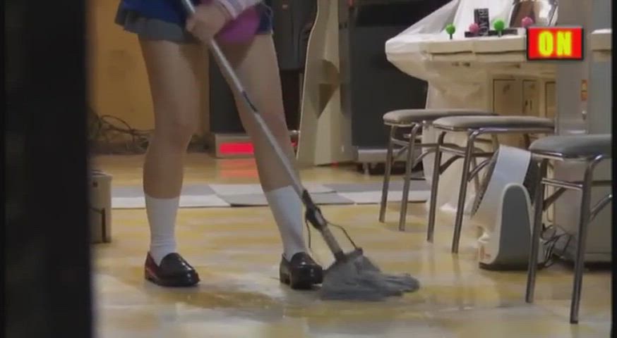 Chastity belted school girl forced to orgasm while working after school