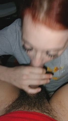 Amateur Blowjob Blue Eyes Girlfriend Homemade Pawg Redhead gif