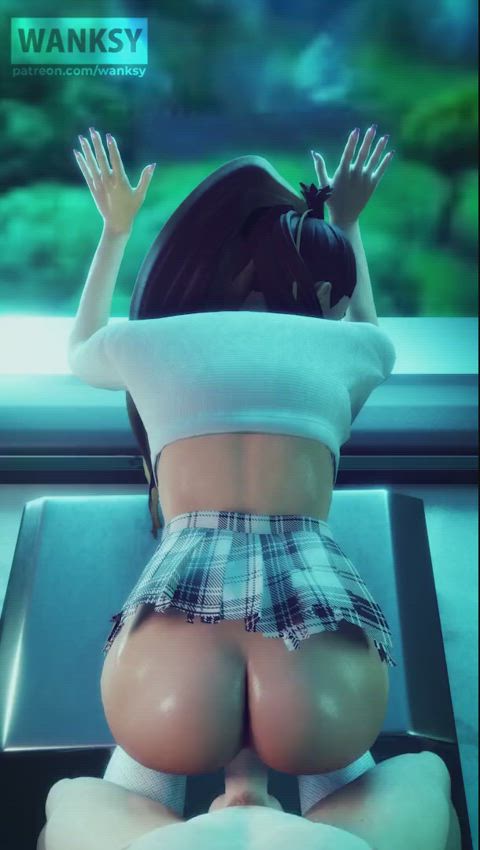 animation doggystyle pov ponytail sex skirt doggy style gif