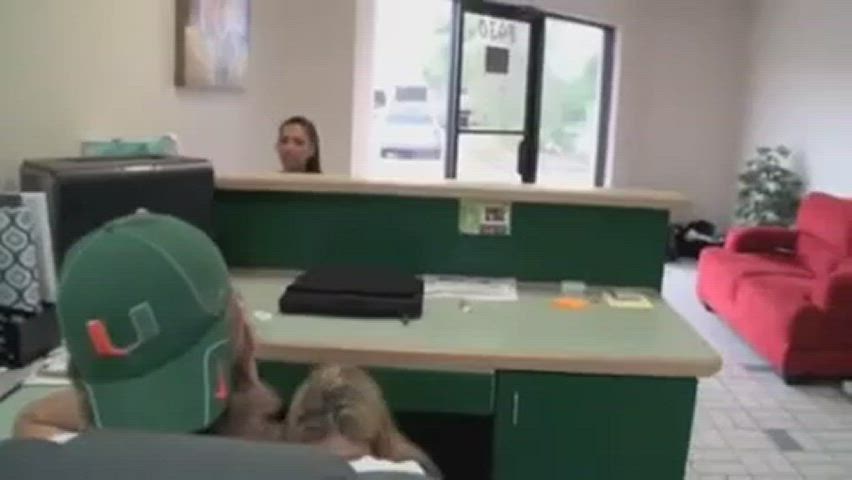 Mom blows son at his new job