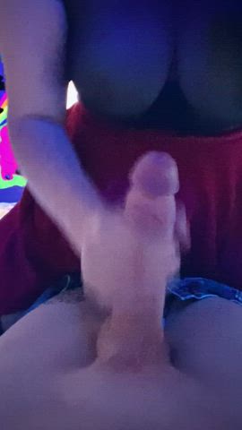 Stroking and sucking big cock