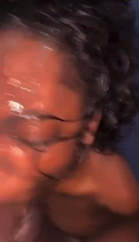 Ebony Ebony Couple Face Fuck Messy Sloppy Throat Fuck gif