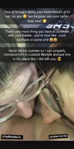 Your bull has gained a new slut and you gained a new thing in common with your best-friend
