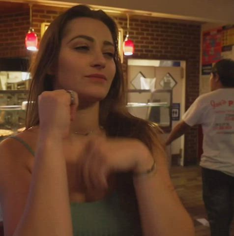 brunette public tits gif